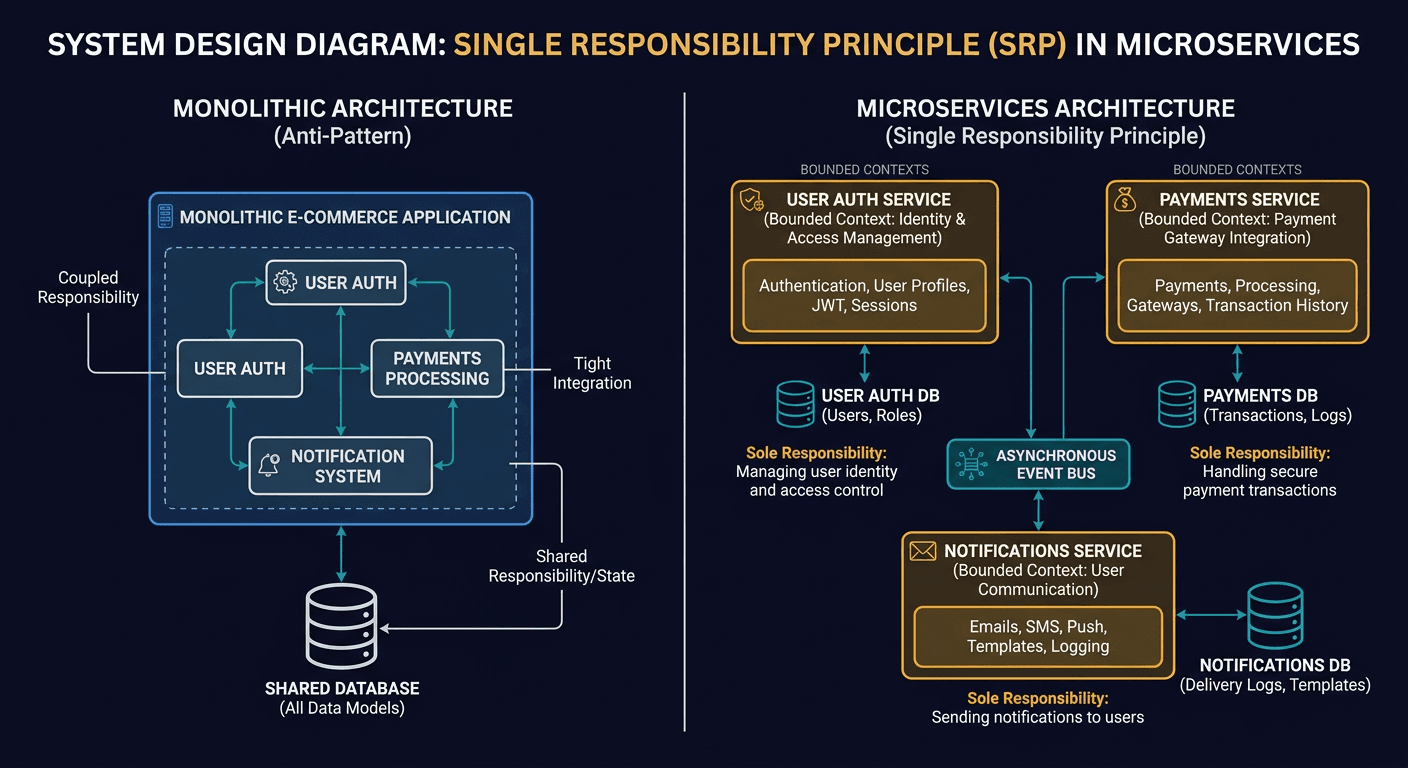 4.Assign each microservice with a single responsibility diagram