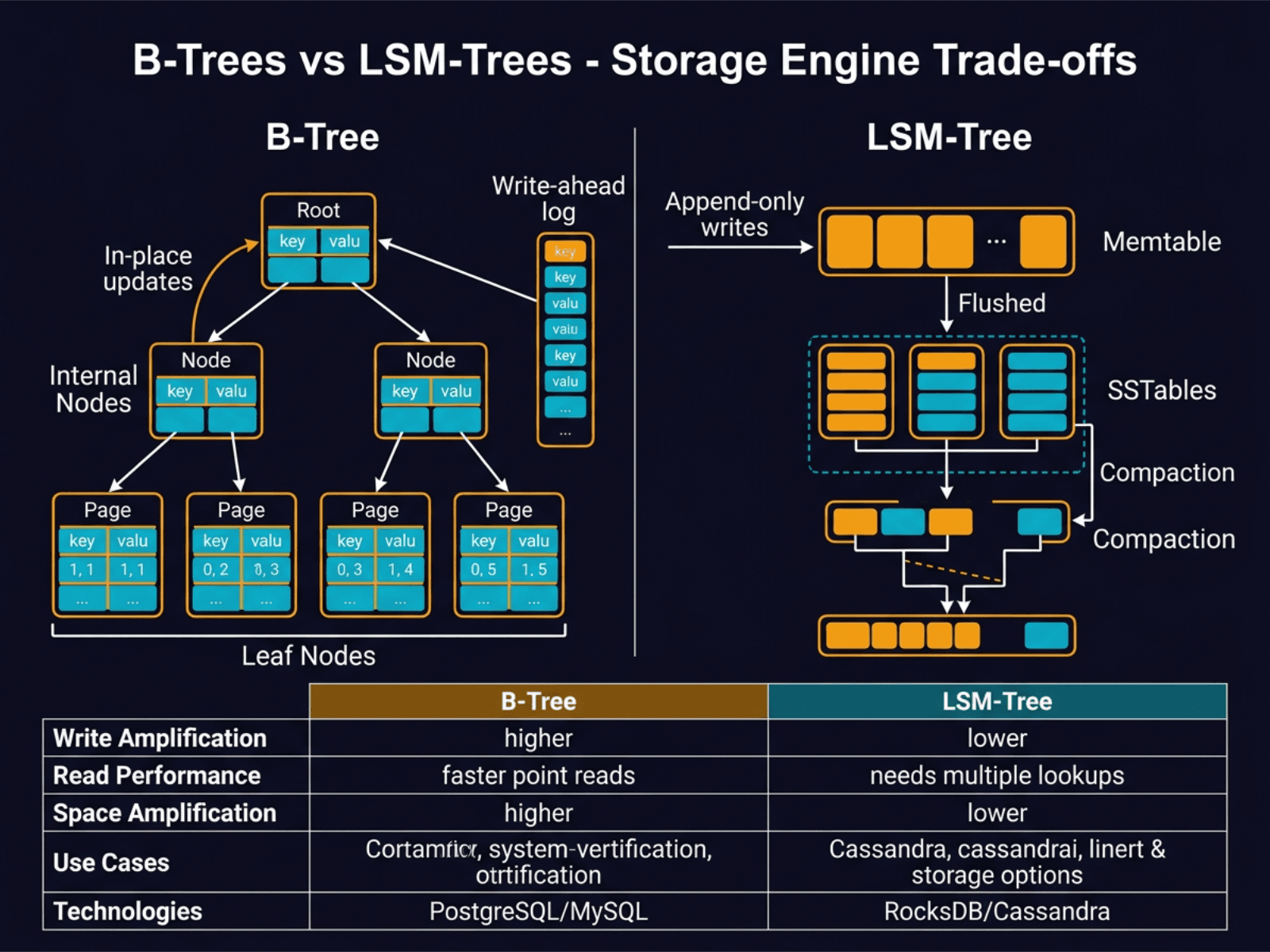 B-Trees vs LSM-Trees: Storage Engine Trade-offs diagram