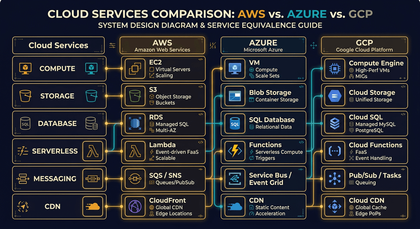 A handy cheat sheet for the most popular cloud services