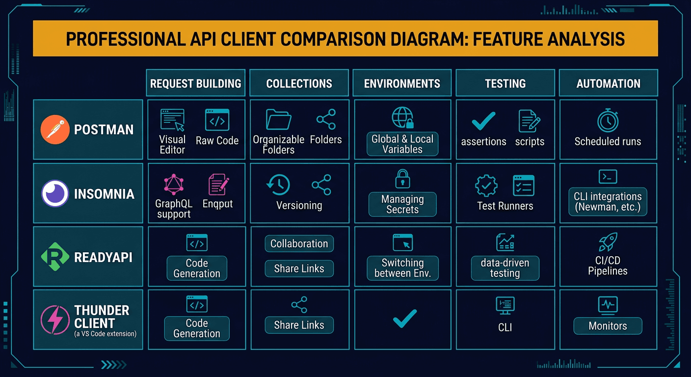 API Clients Comparisont vs. Hoppscotch diagram