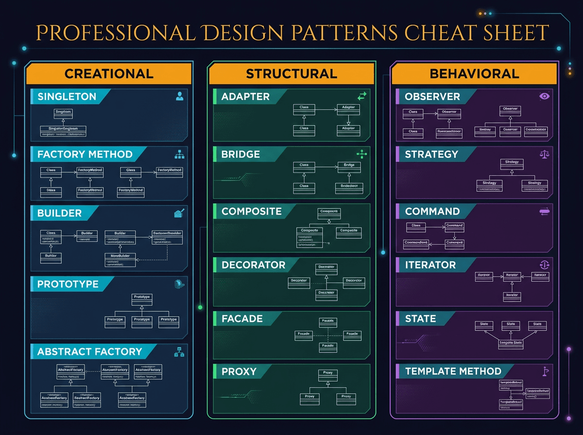 Design Patterns Cheat Sheet - Part 1 and Part 2
