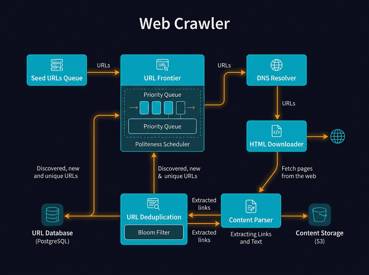 Design a Web Crawler diagram