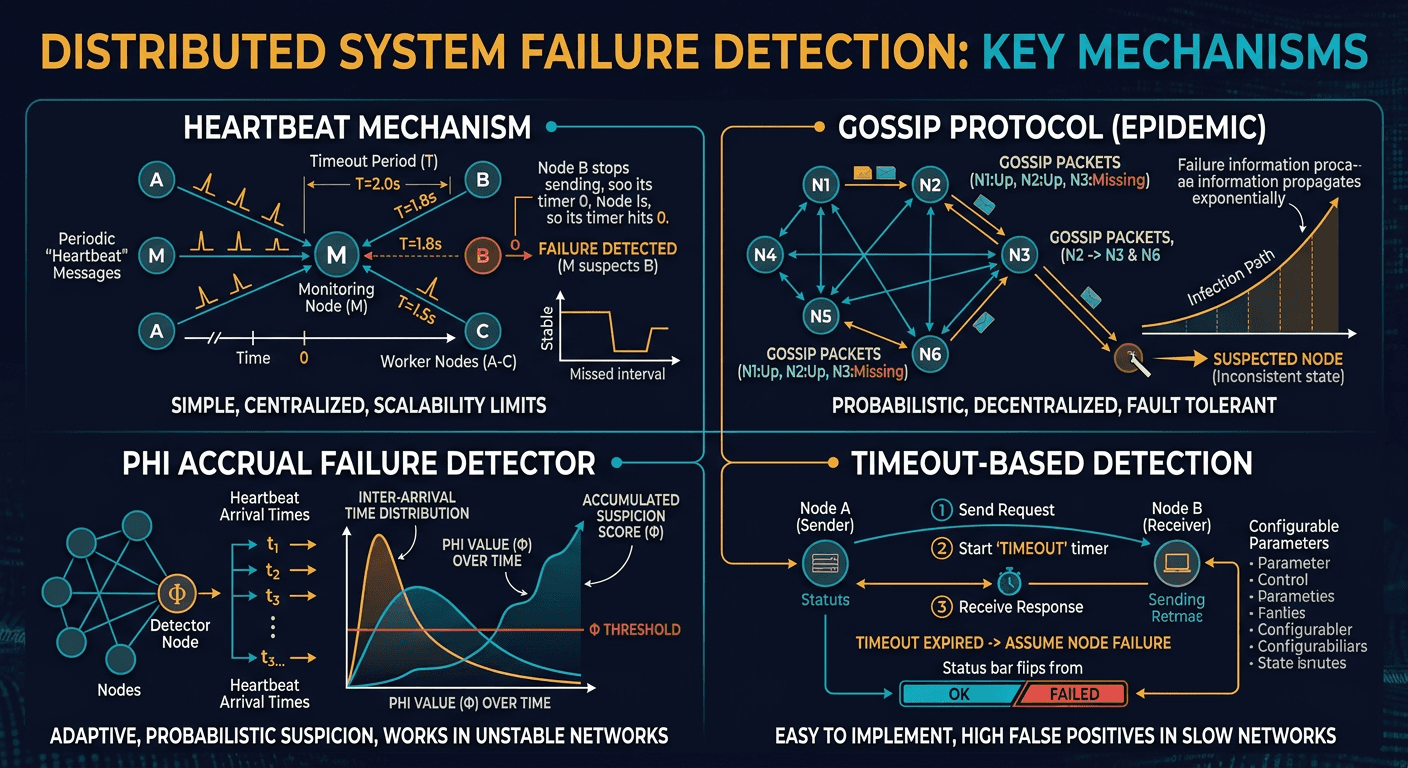 How do we detect node failures in distributed systems diagram