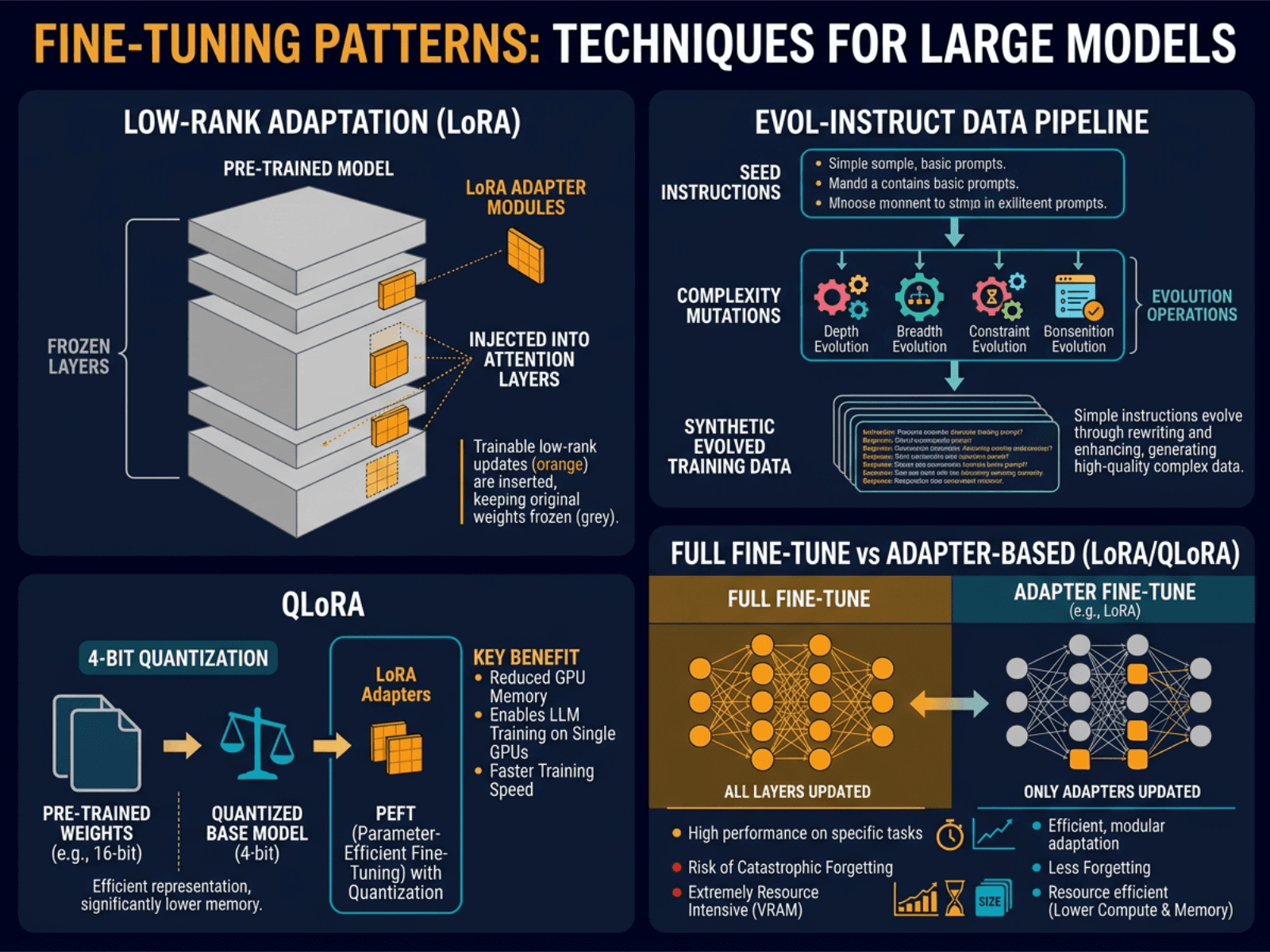 Fine-Tuning and Adapter Patterns diagram