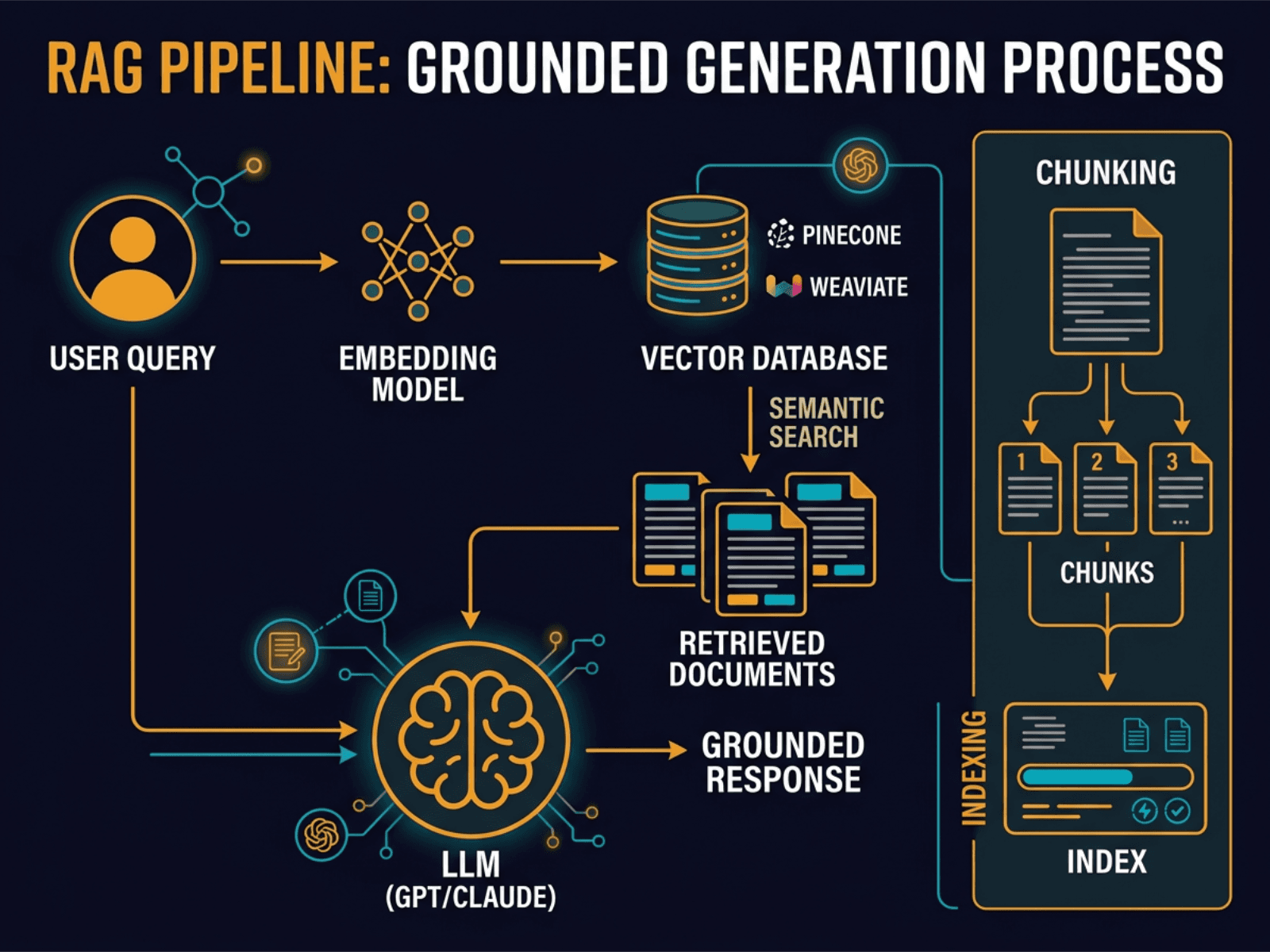 RAG - Retrieval Augmented Generation diagram