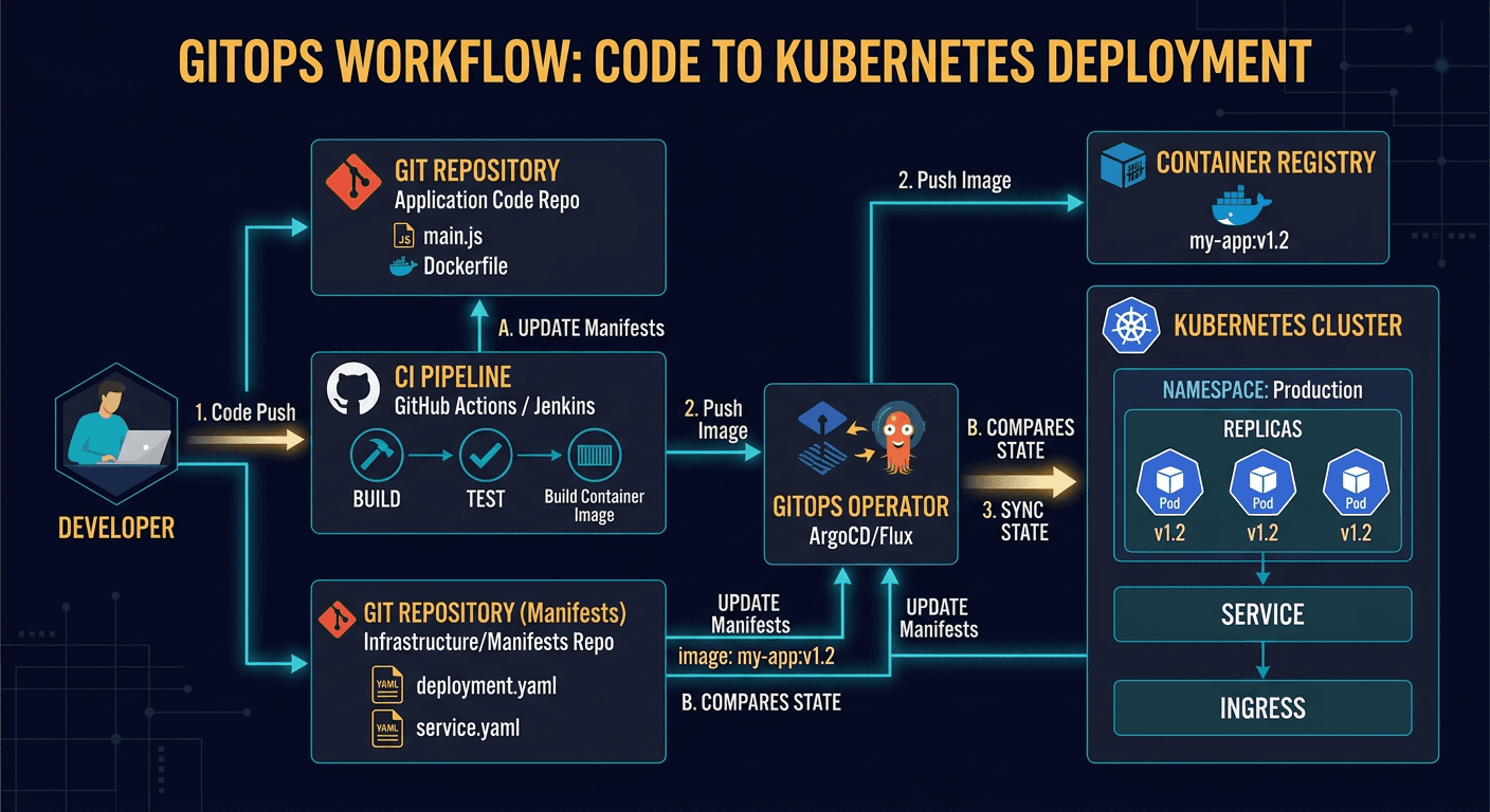GitOps Workflow - Simplified Visual Guide diagram