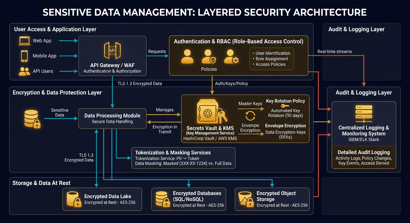 How do we manage sensitive data in a system diagram