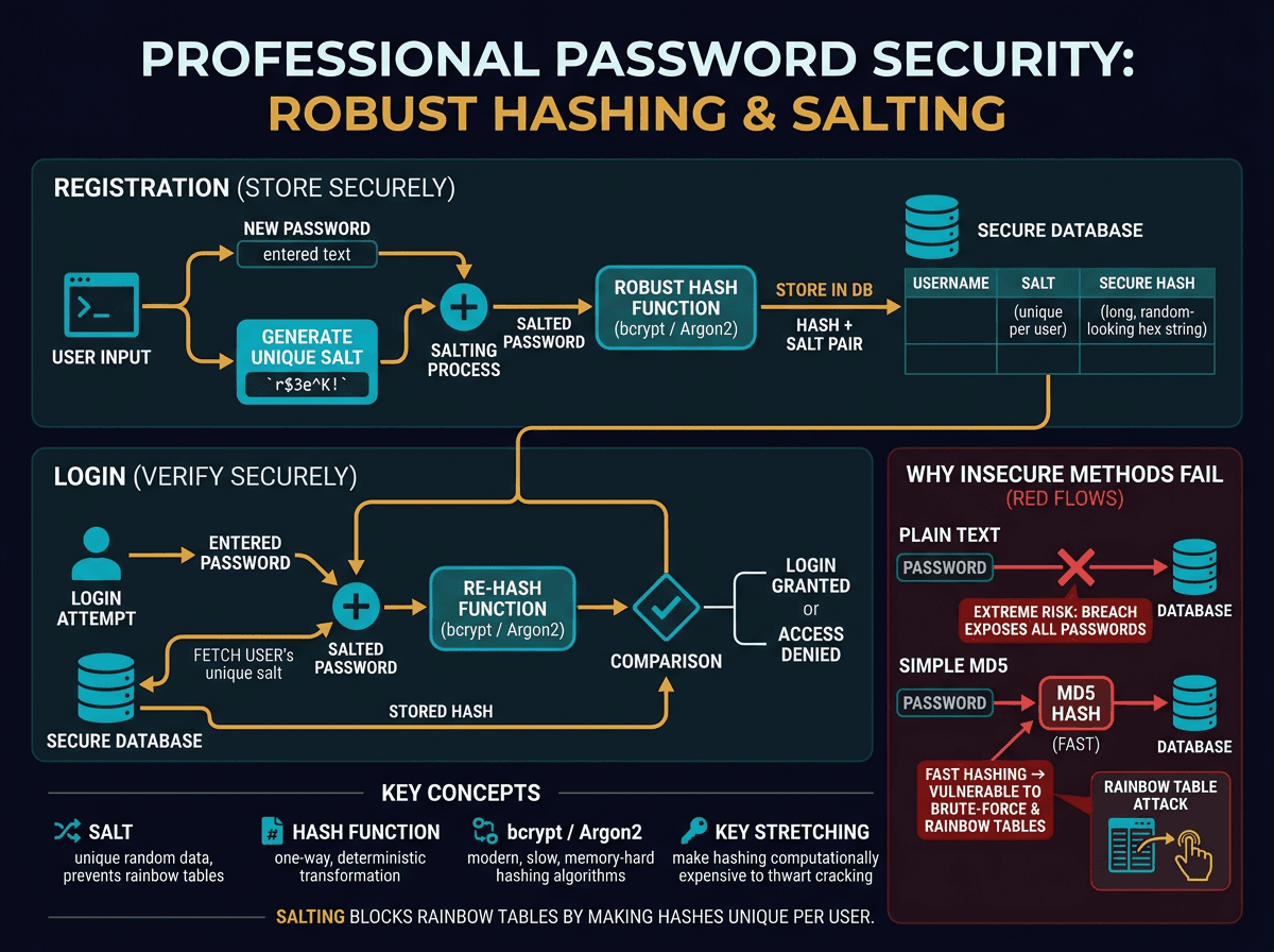 How to store passwords safely in the database and how to validate a password