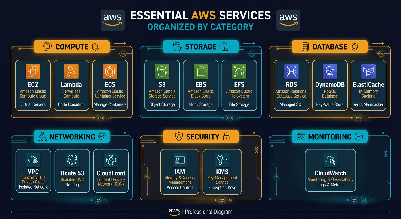 What Are the Most Important AWS Services To Learn diagram