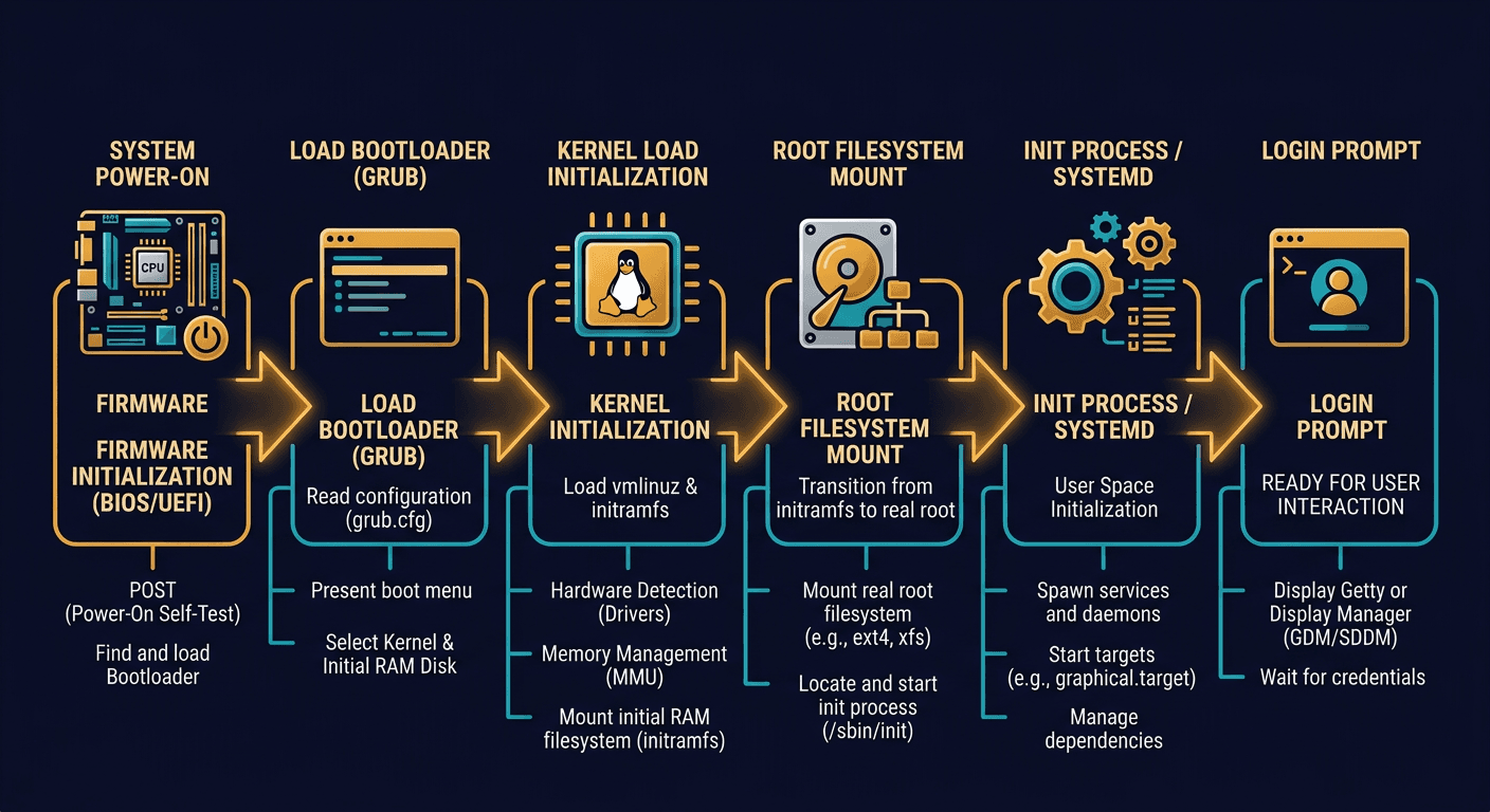 Linux Boot Process Illustrated diagram