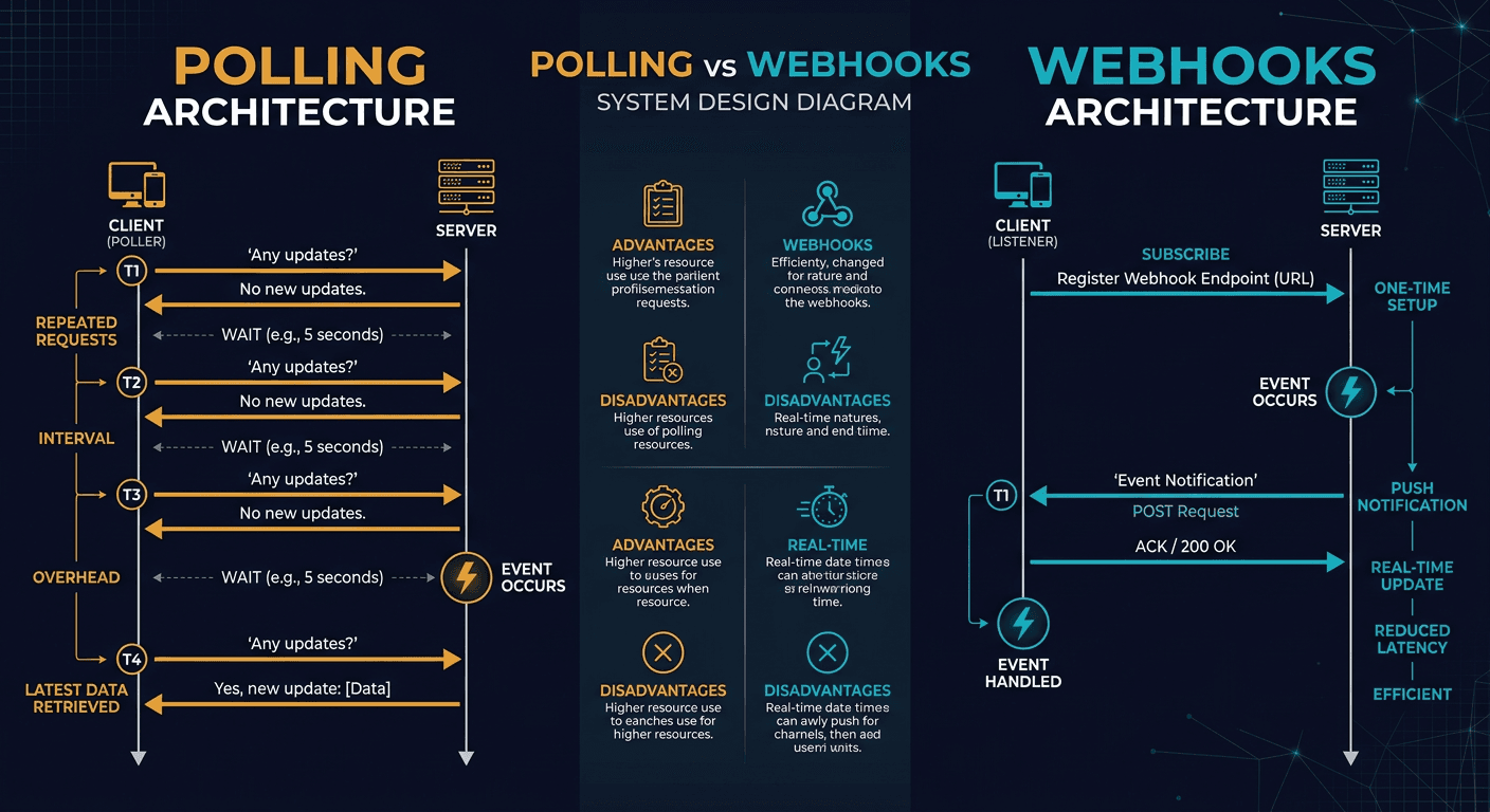Polling Vs Webhooks diagram