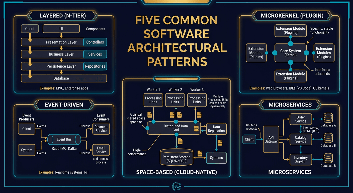 Top 5 Software Architectural Patterns diagram