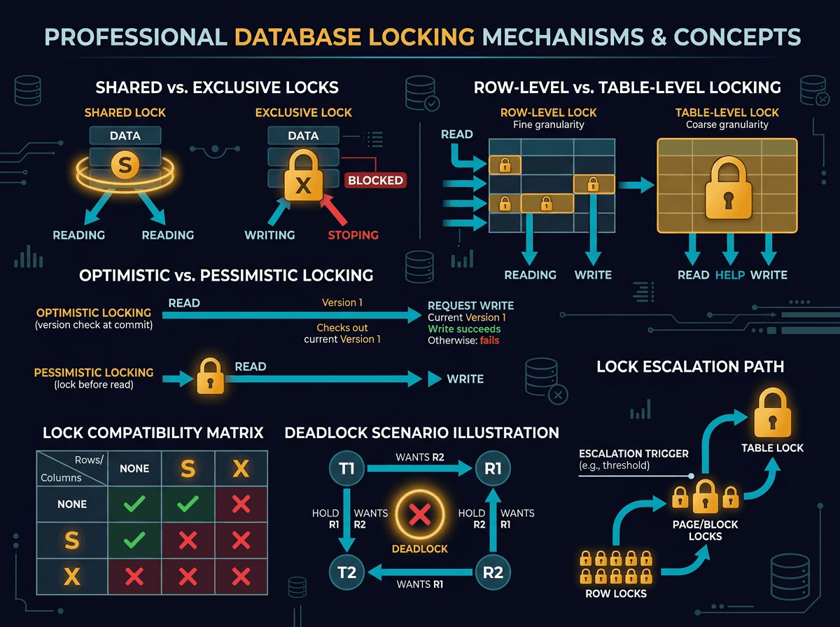 What are the differences among database locks