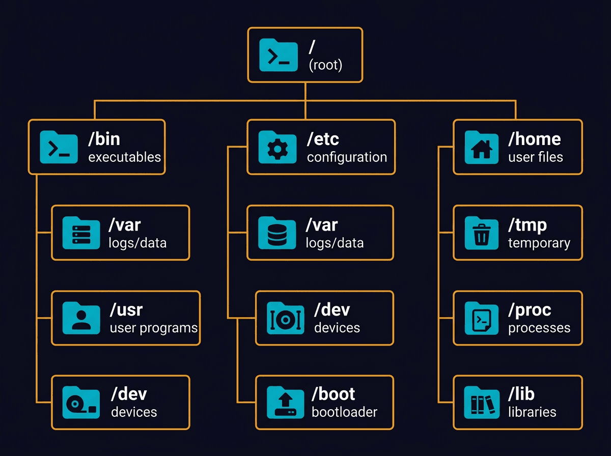 You're Decent at Linux if You Know What Those Directories Mean :) diagram